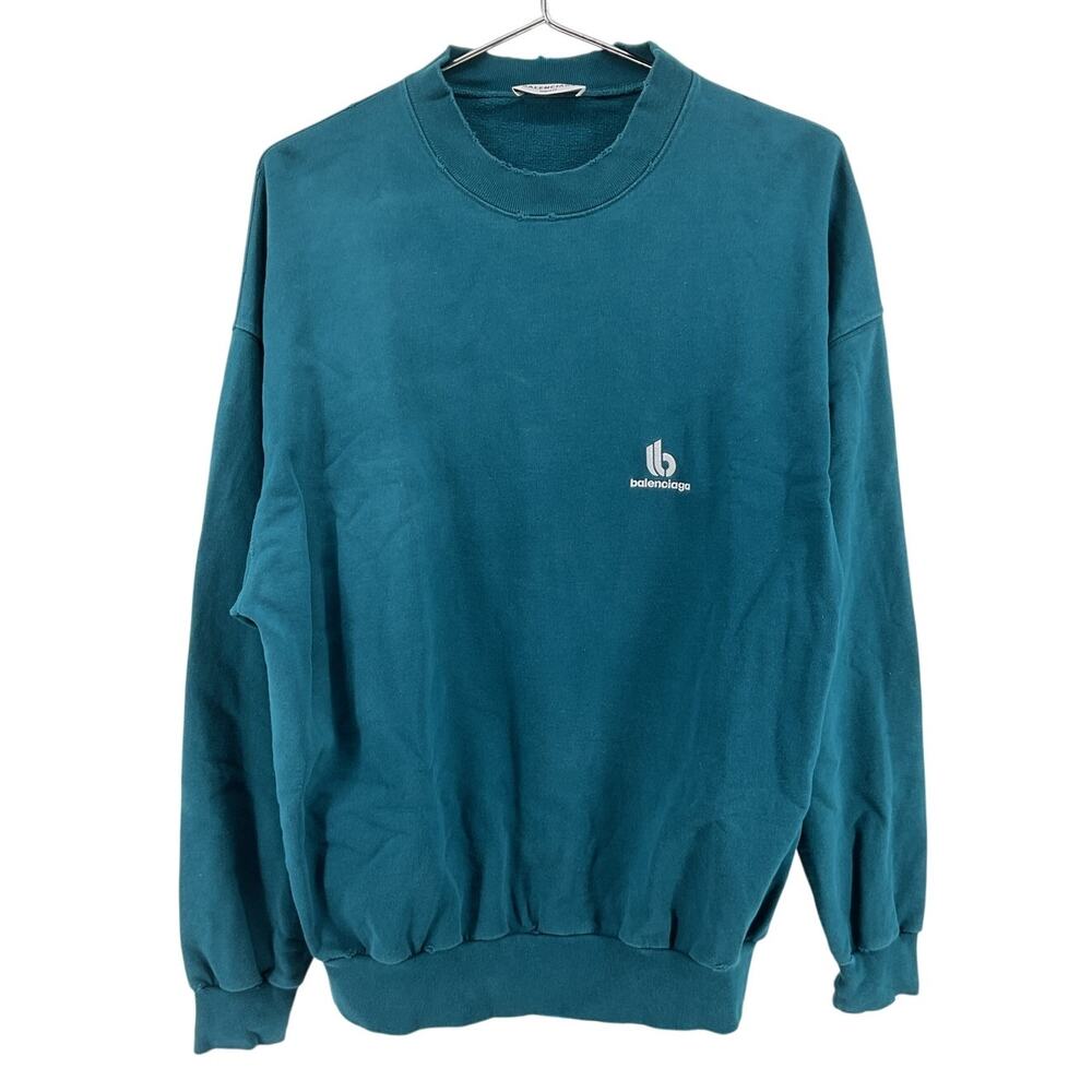 Balenciaga Classic Teal Crewneck Sweatshirt Size S - Picture 2 of 6